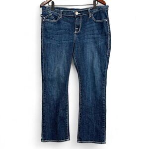 Rock & Republic Jeans Women 14 Blue Kendall Bootcut Mid Rise Medium Wash Cropped